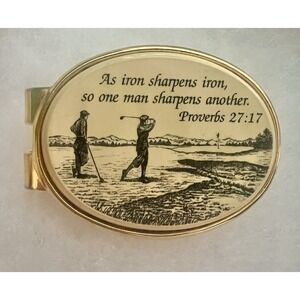 Proverbs 27:17 Golf Money Clip As Iron Sharpens Iron Christian Gold Tone Barlow